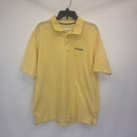 Columbia PFG Button Up Adult Xl Yellow Short Sleeve Polyester Blend Polo - Picture 1 of 10